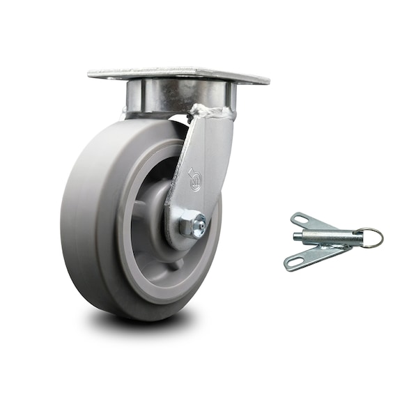 6 Inch Kingpinless Thermoplastic Rubber Wheel Swivel Caster with Swivel Lock SCC